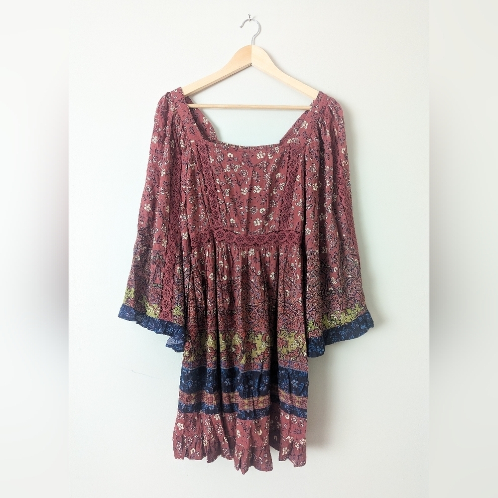 Anthropologie X Angie Floral Smocked Boho Dress